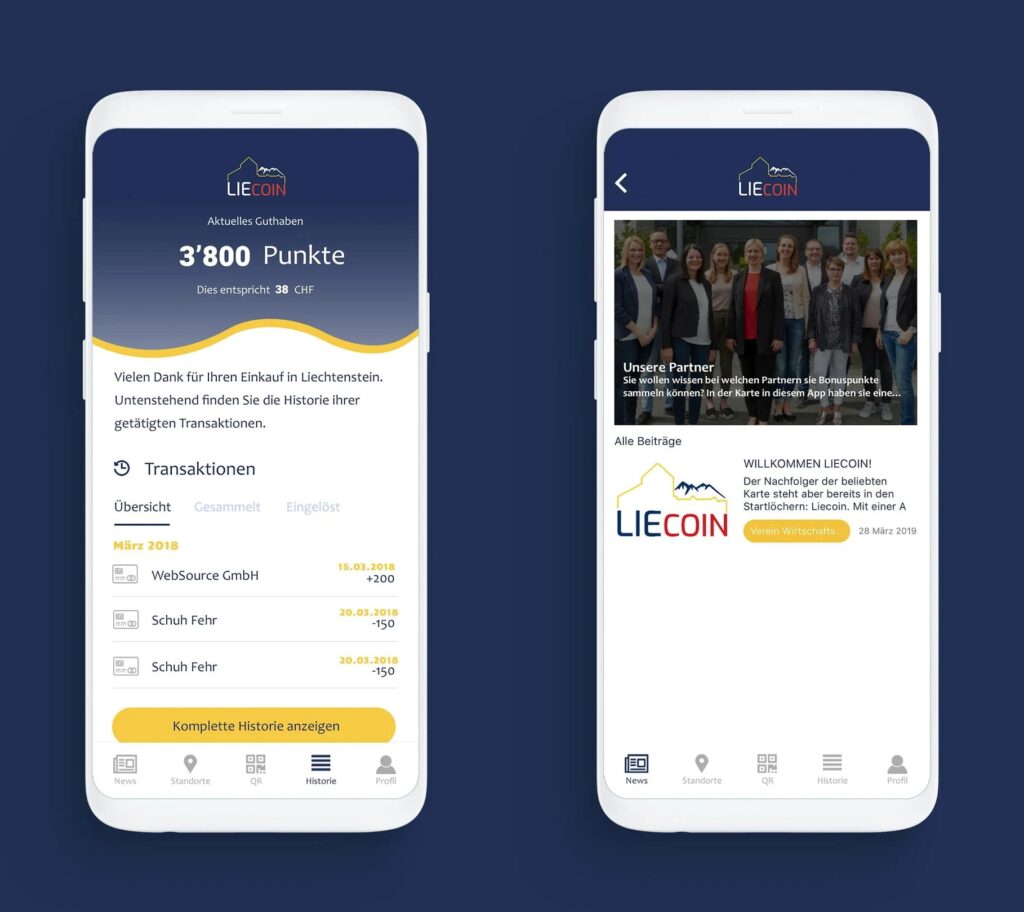 Liecoin App - Screendesign